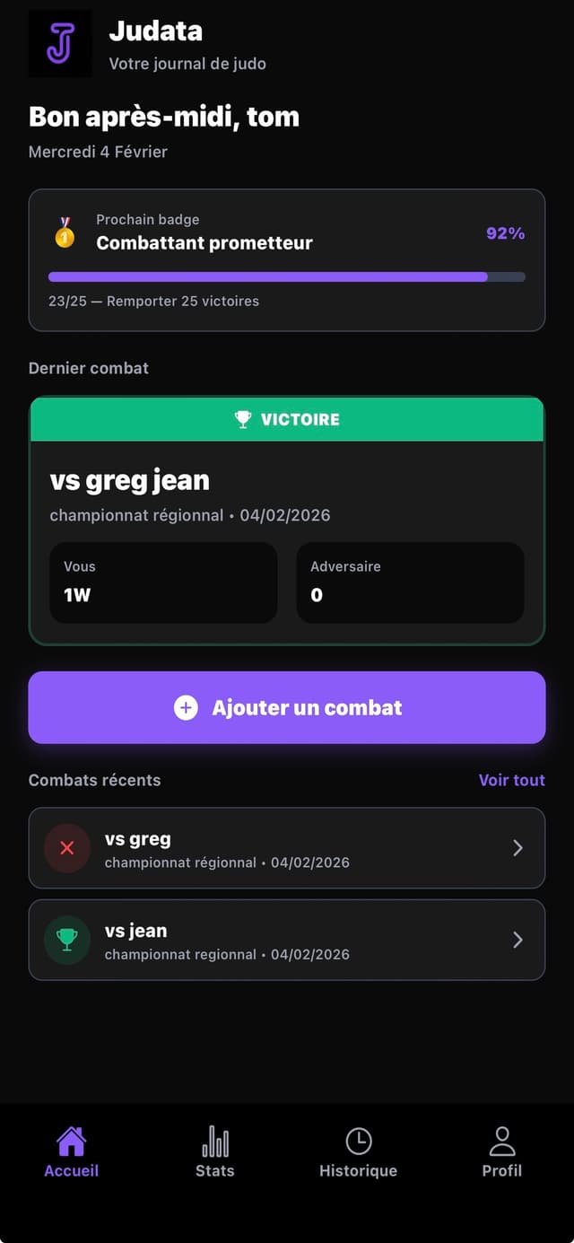 Tableau de bord Judata