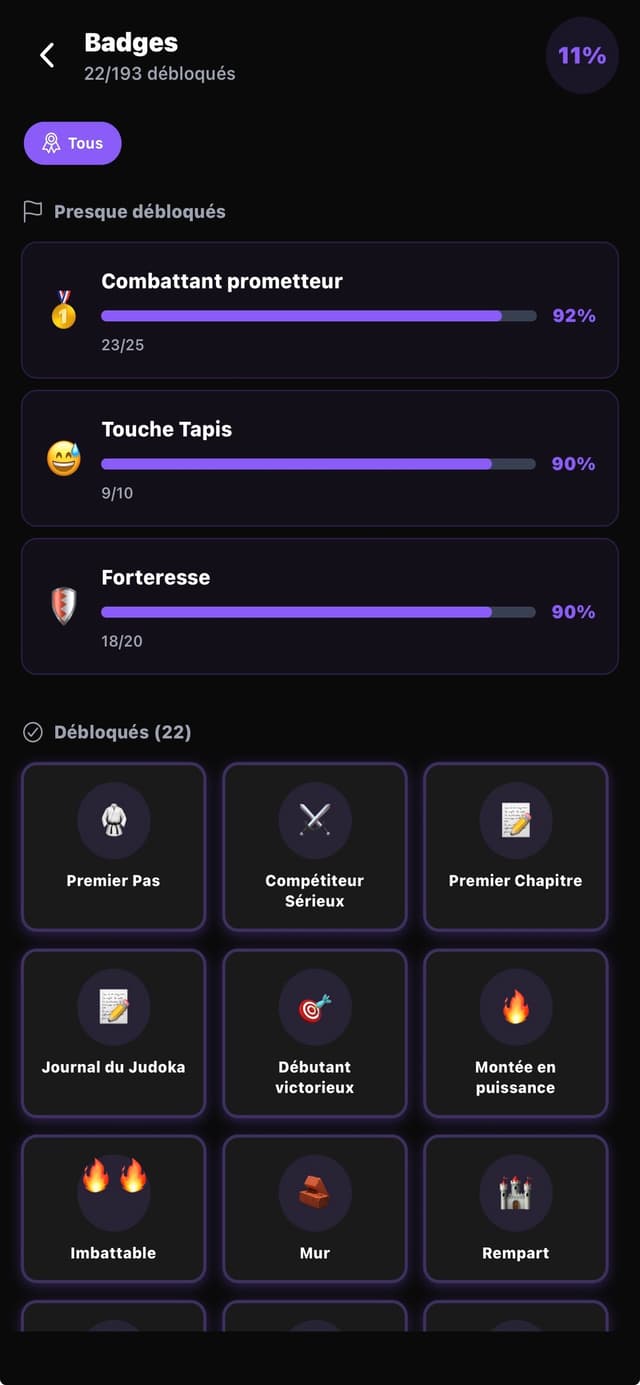 Badges et accomplissements
